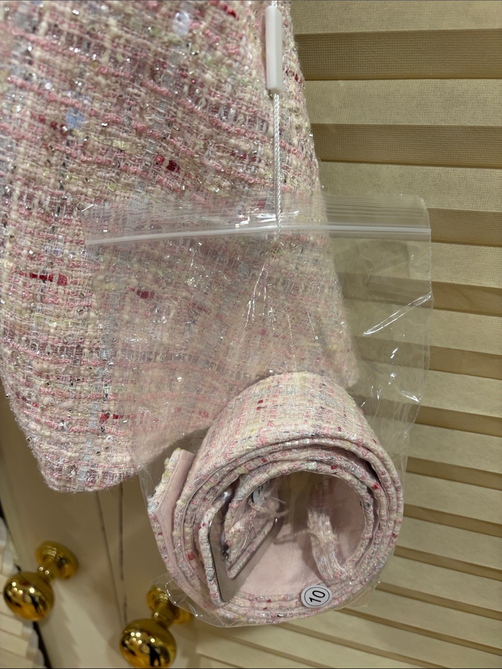 NWOT Self-Portrait Pink Tweed Sleeveless Belted Mini Dress, Size US 6 - Picture 9 of 16